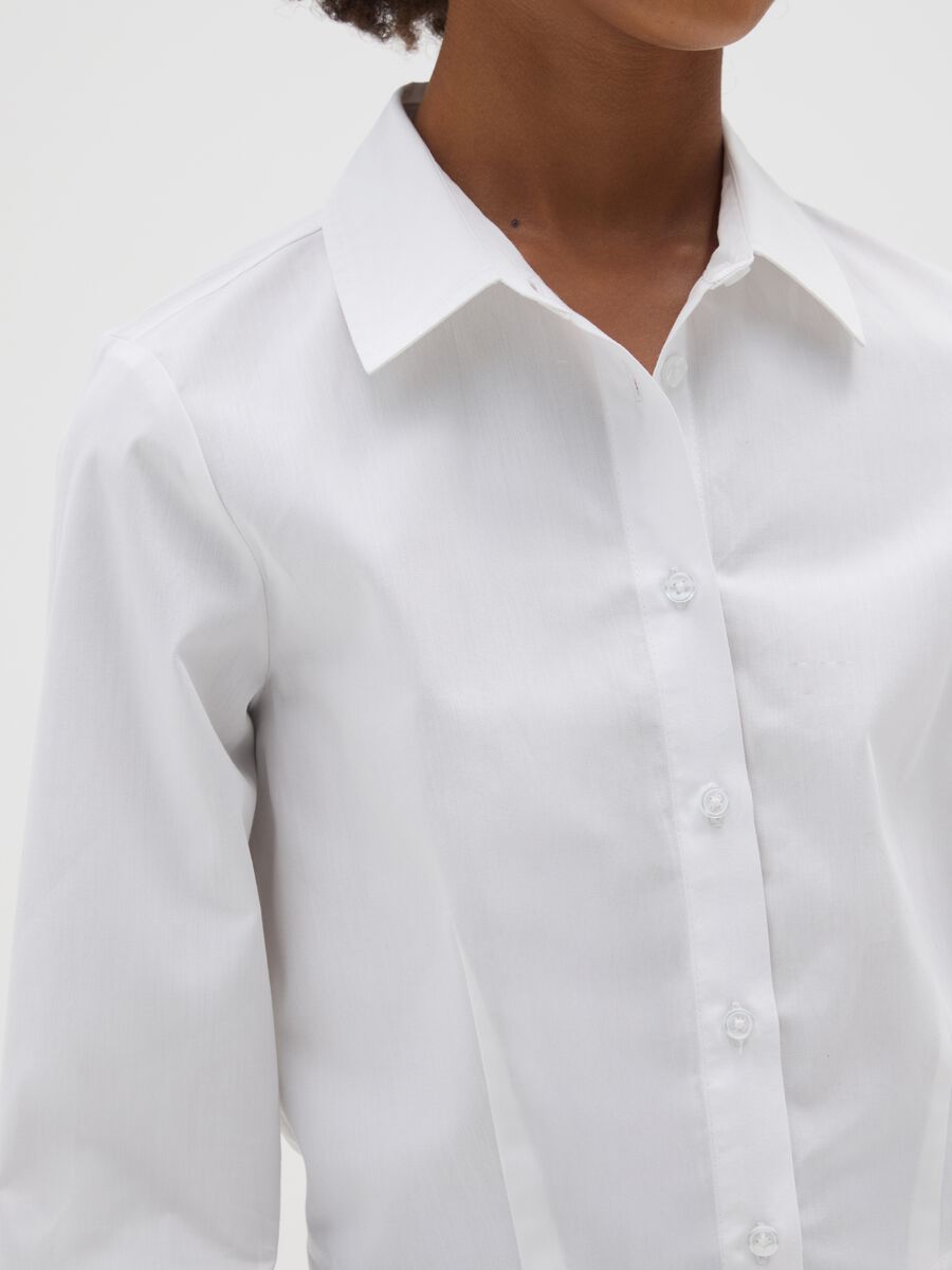 Girls' White Slim Fit Pure Cotton Shirt_2