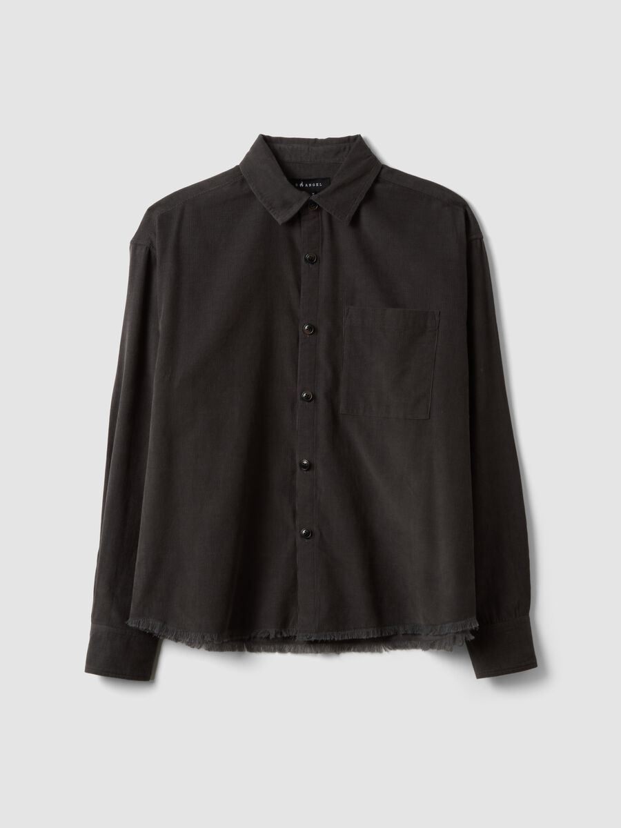 Camicia popeline grigio antracite in puro cotone over fit cropped_0