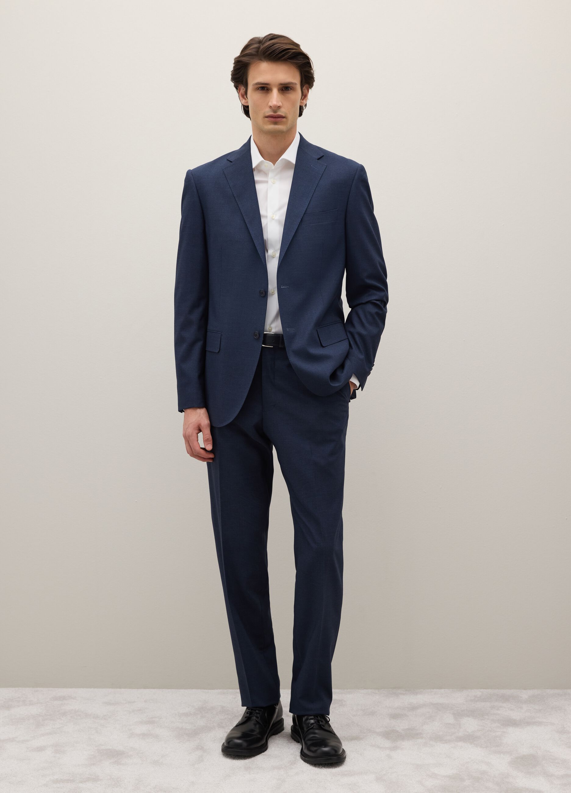 Regular fit blue viscose blend suit