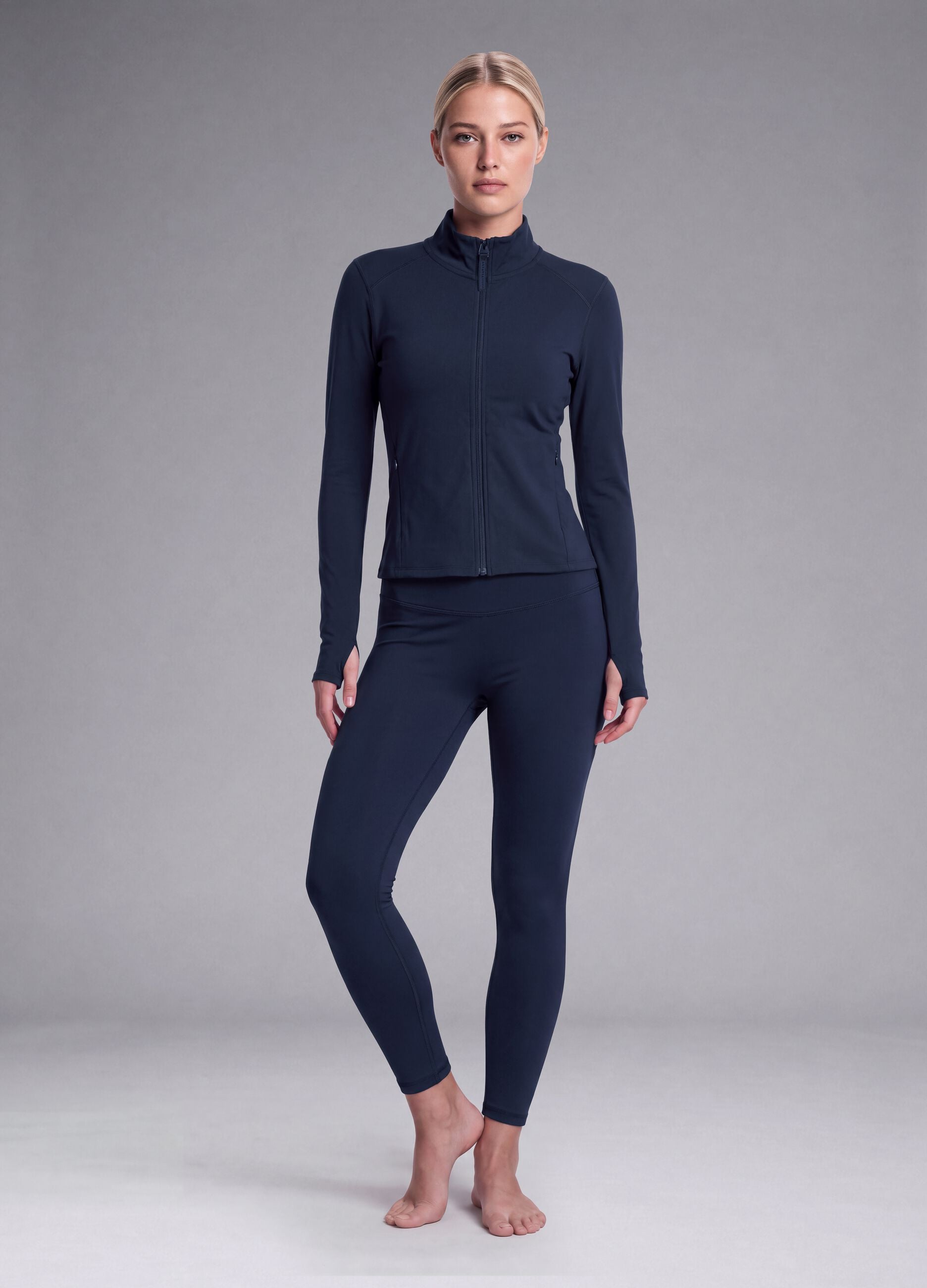 Full-zip blu fitted in tessuto elasticizzato ALTAVIA STUDIO