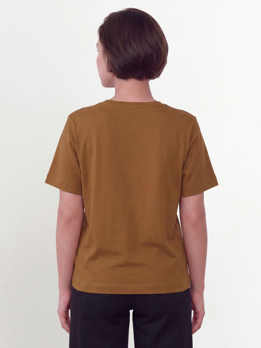 Brown pure cotton T-shirt with front print, regular fit_2
