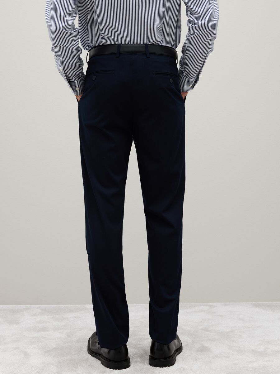 Regular Fit Blue Mixed Trousers_2