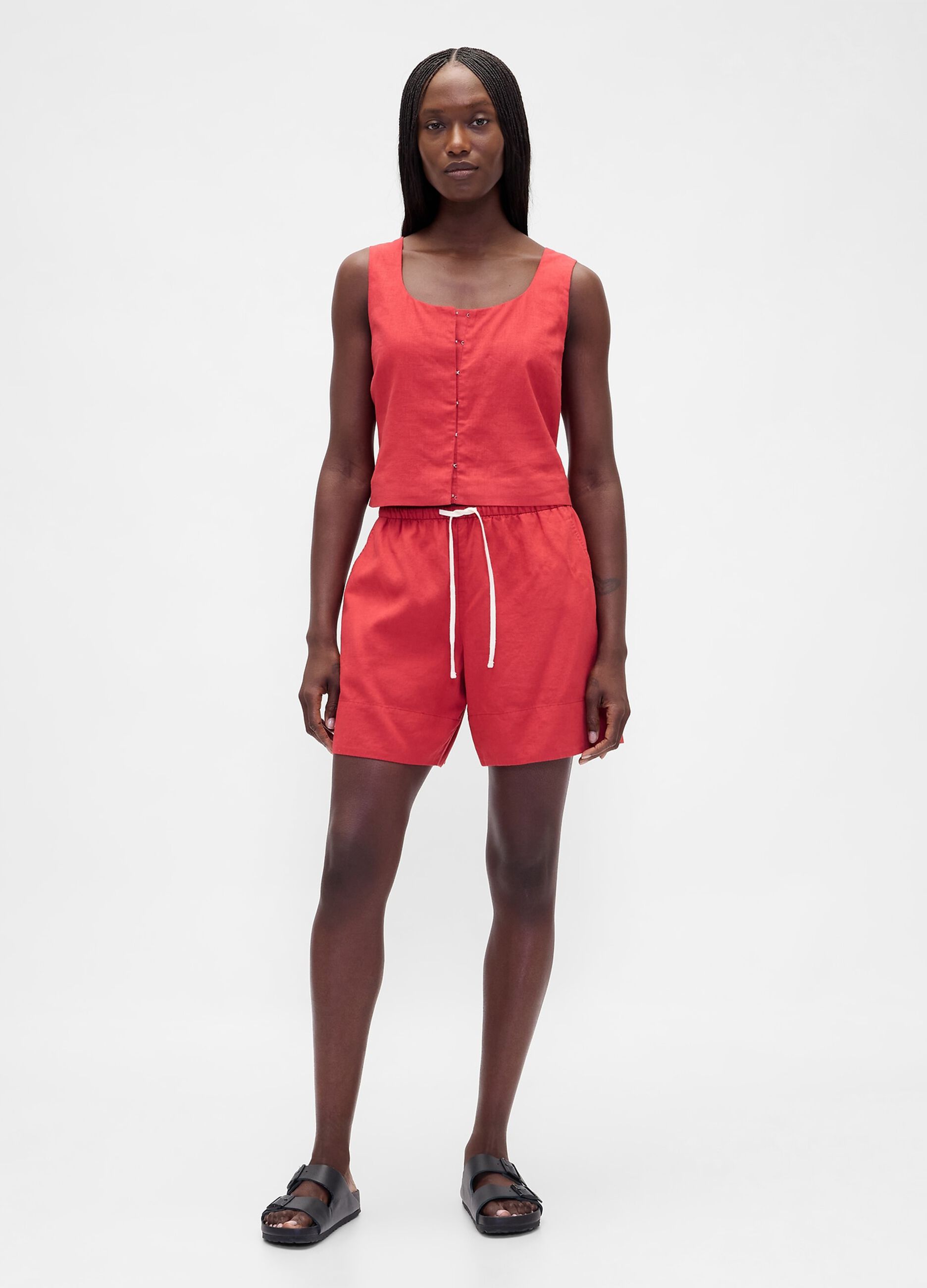 Shorts in misto lino e viscosa