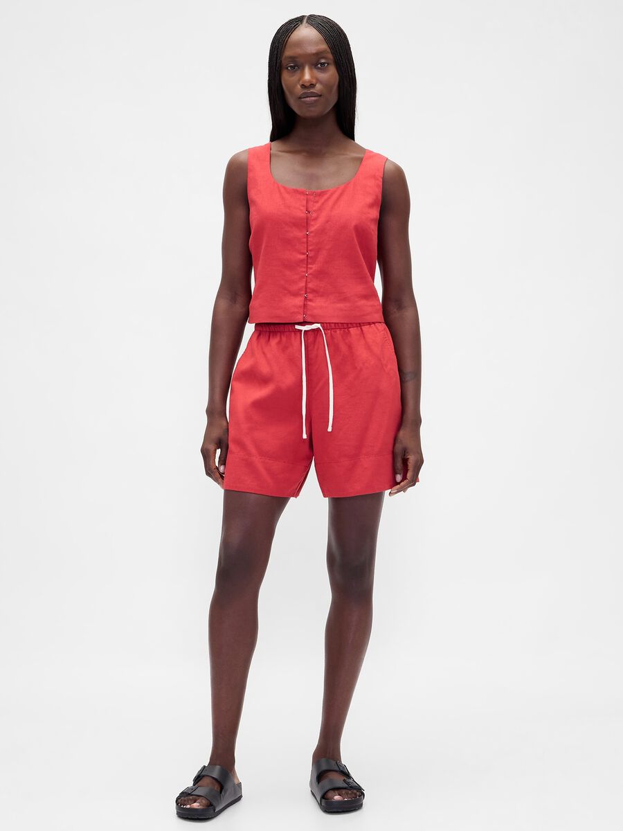 Linen and viscose blend shorts_0