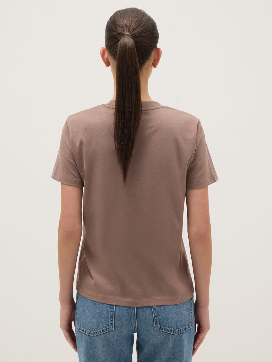 Pure cotton brown t-shirt regular fit with glittery teddy bear_2