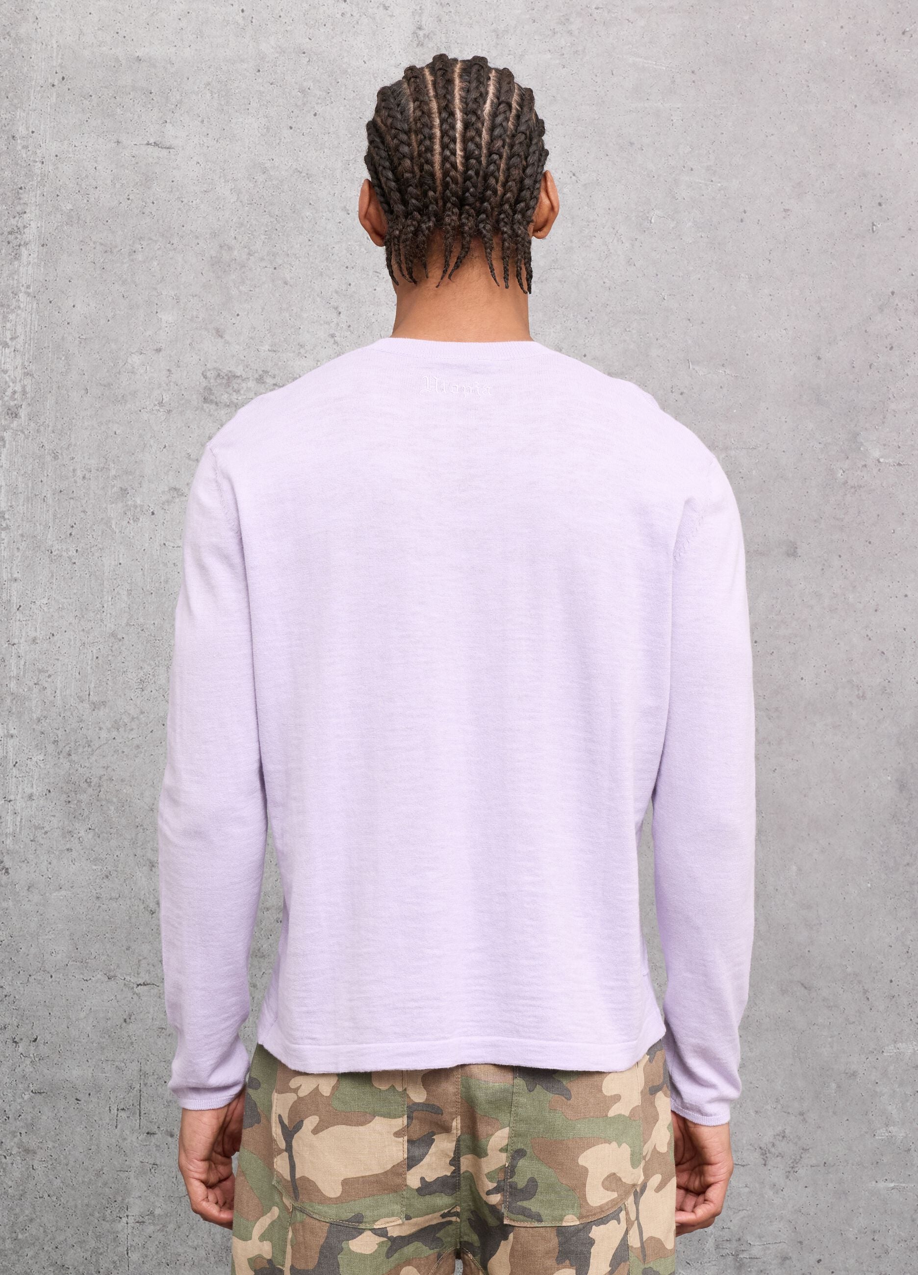 Pastel Lilac Knit Long-Sleeve T-Shirt