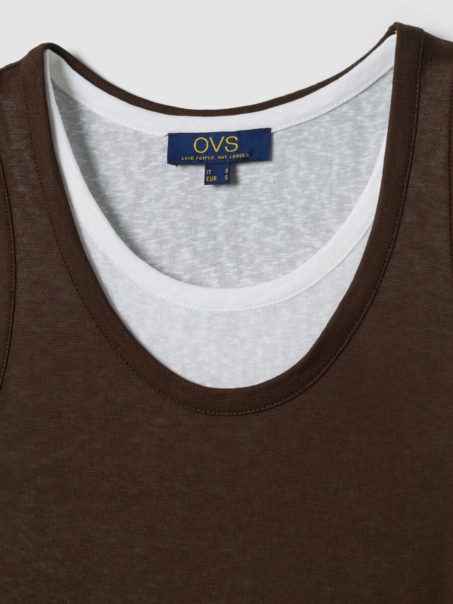 Tank top marrone in misto viscosa regular fit_5