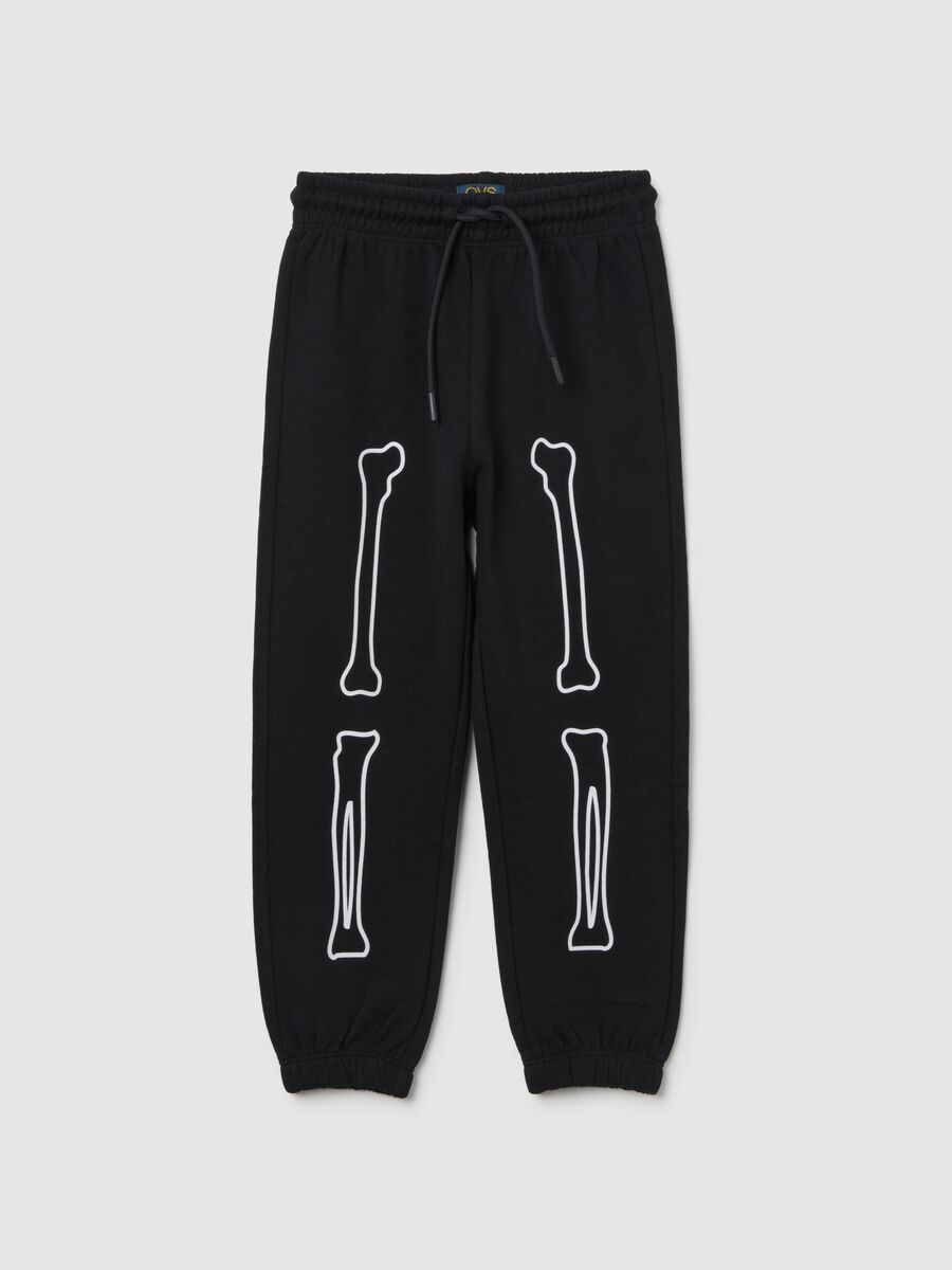 Black Cotton Joggers for Kids_0