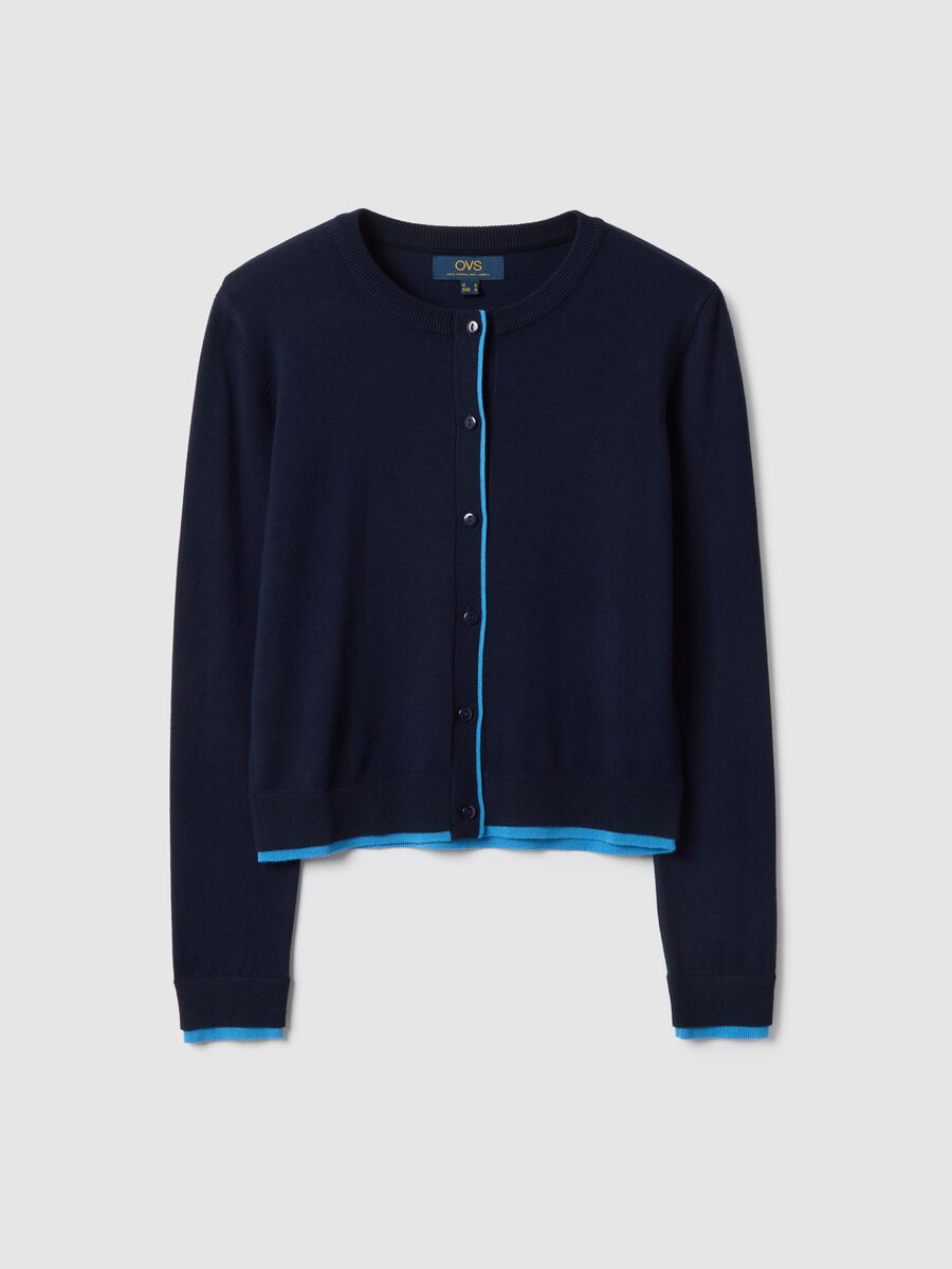 Blue Viscose Blend Cardigan Regular Fit_0