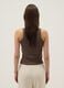 Brown ribbed stretch cotton fitted tank top_3