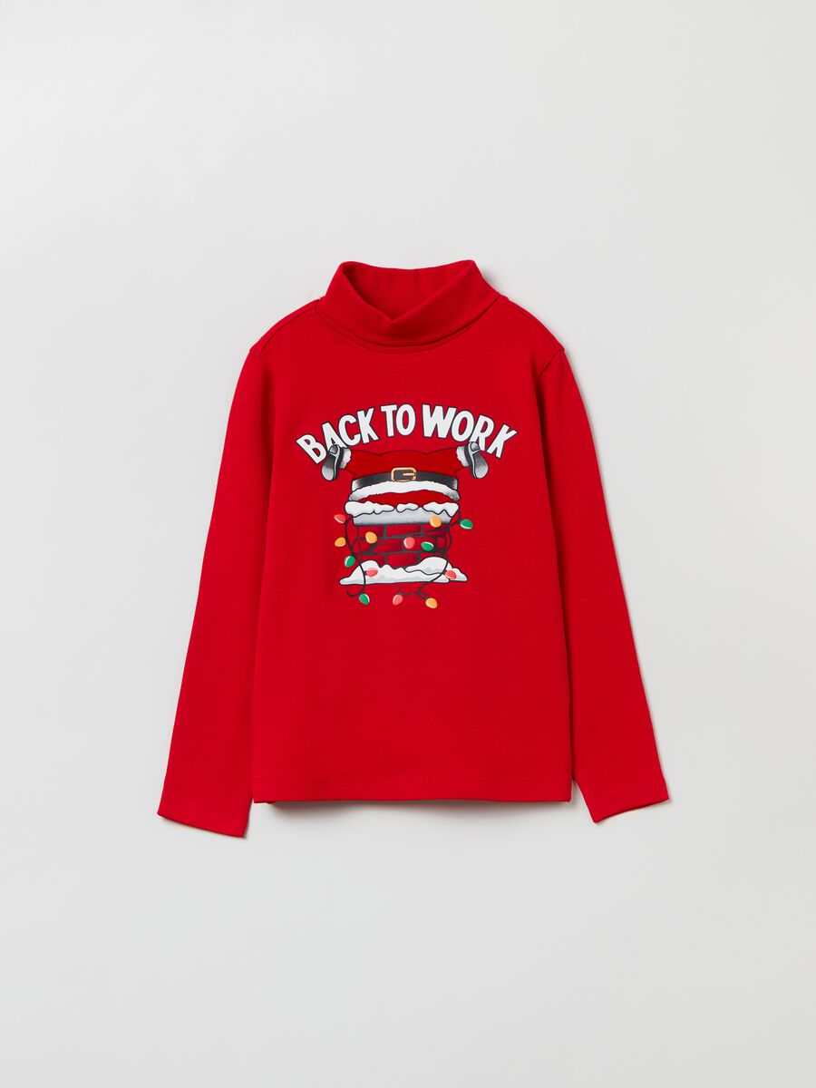 T-shirt maniche lunghe con collo alto_0