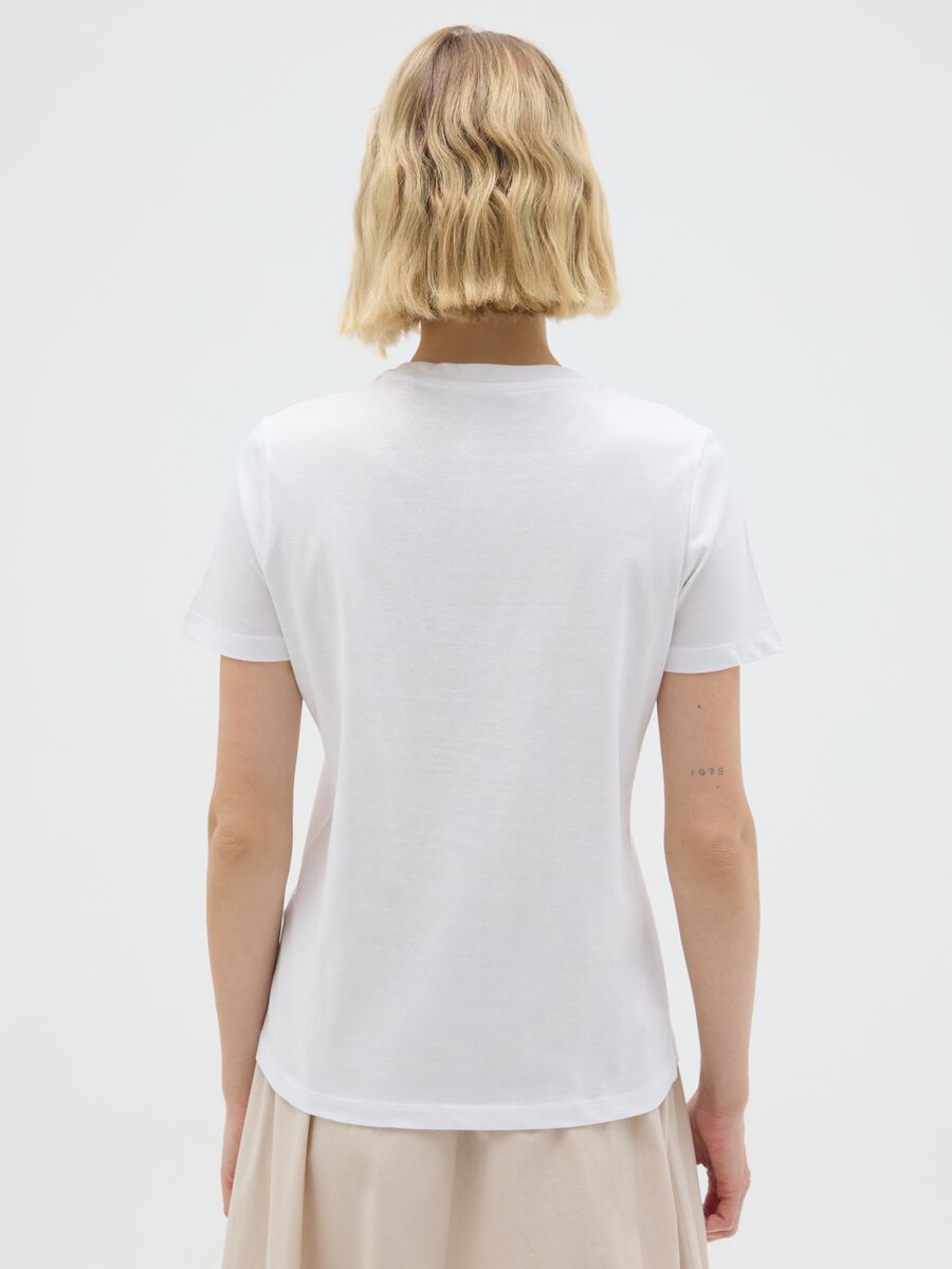 White pure cotton T-shirt, regular fit_3