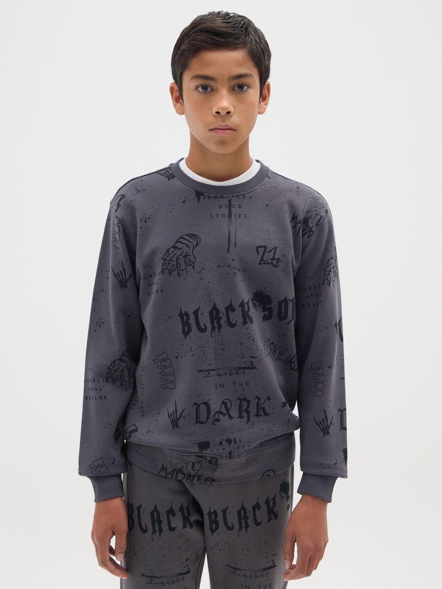 Grey regular fit boys' sweatshirt in pure cotton with print_0
