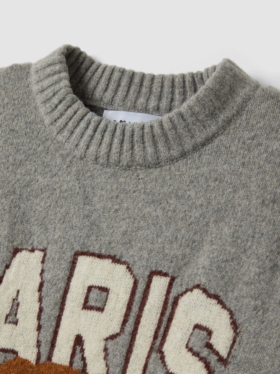 Maglia grigia in viscosa elasticizzata girocollo jacquard_5