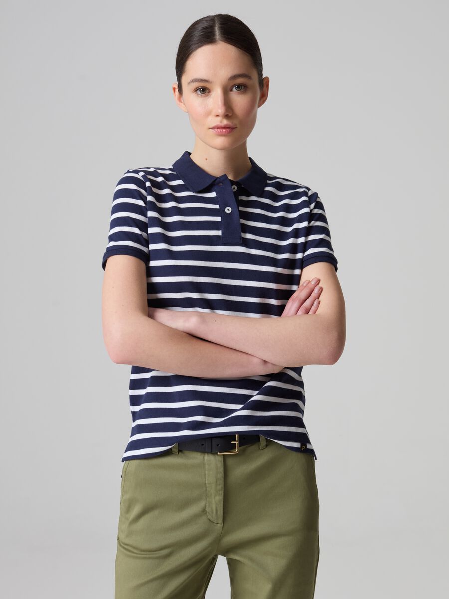 Organic cotton piquet polo shirt with stripes_0