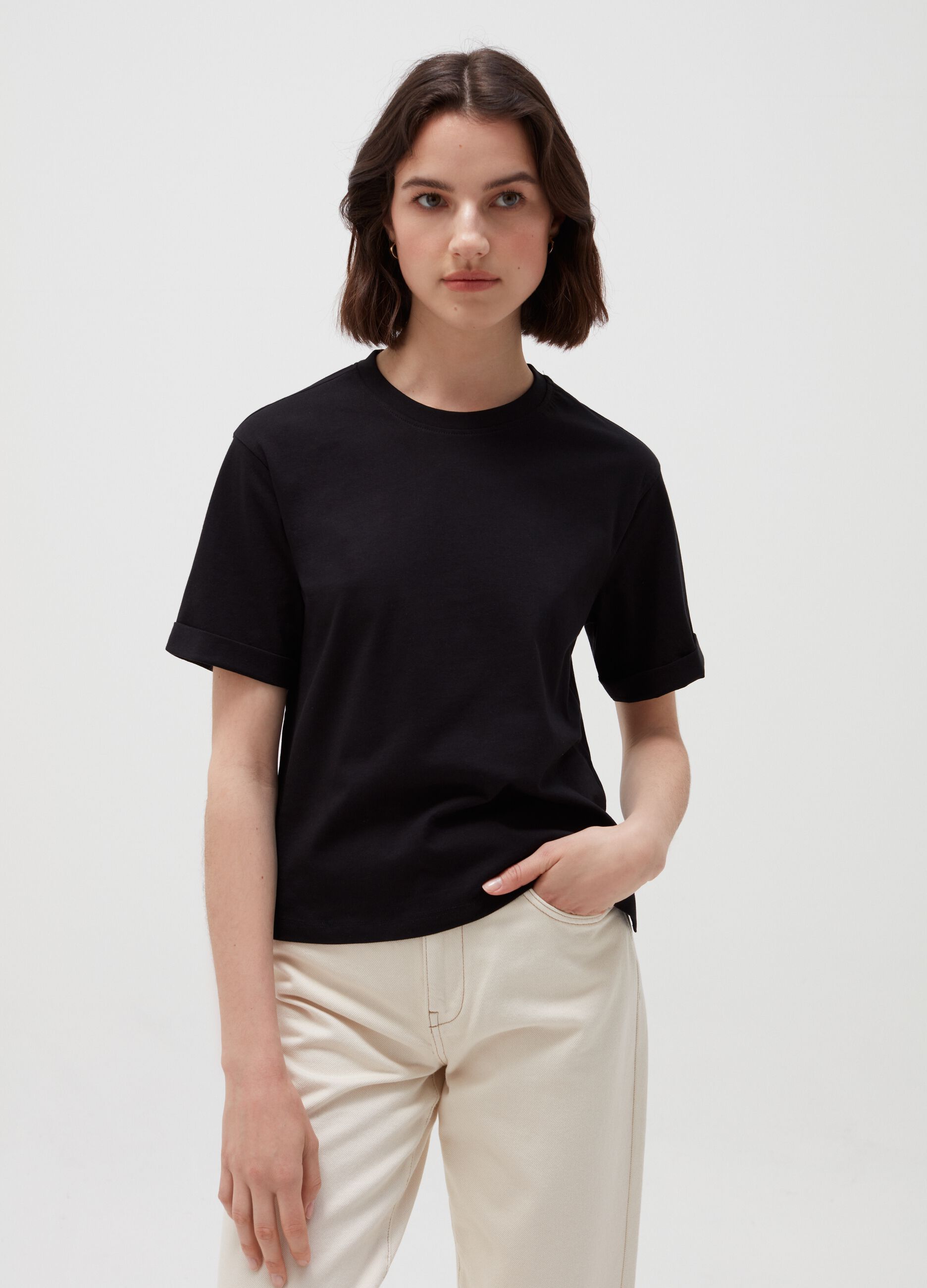 Solid colour T-shirt in Supima cotton
