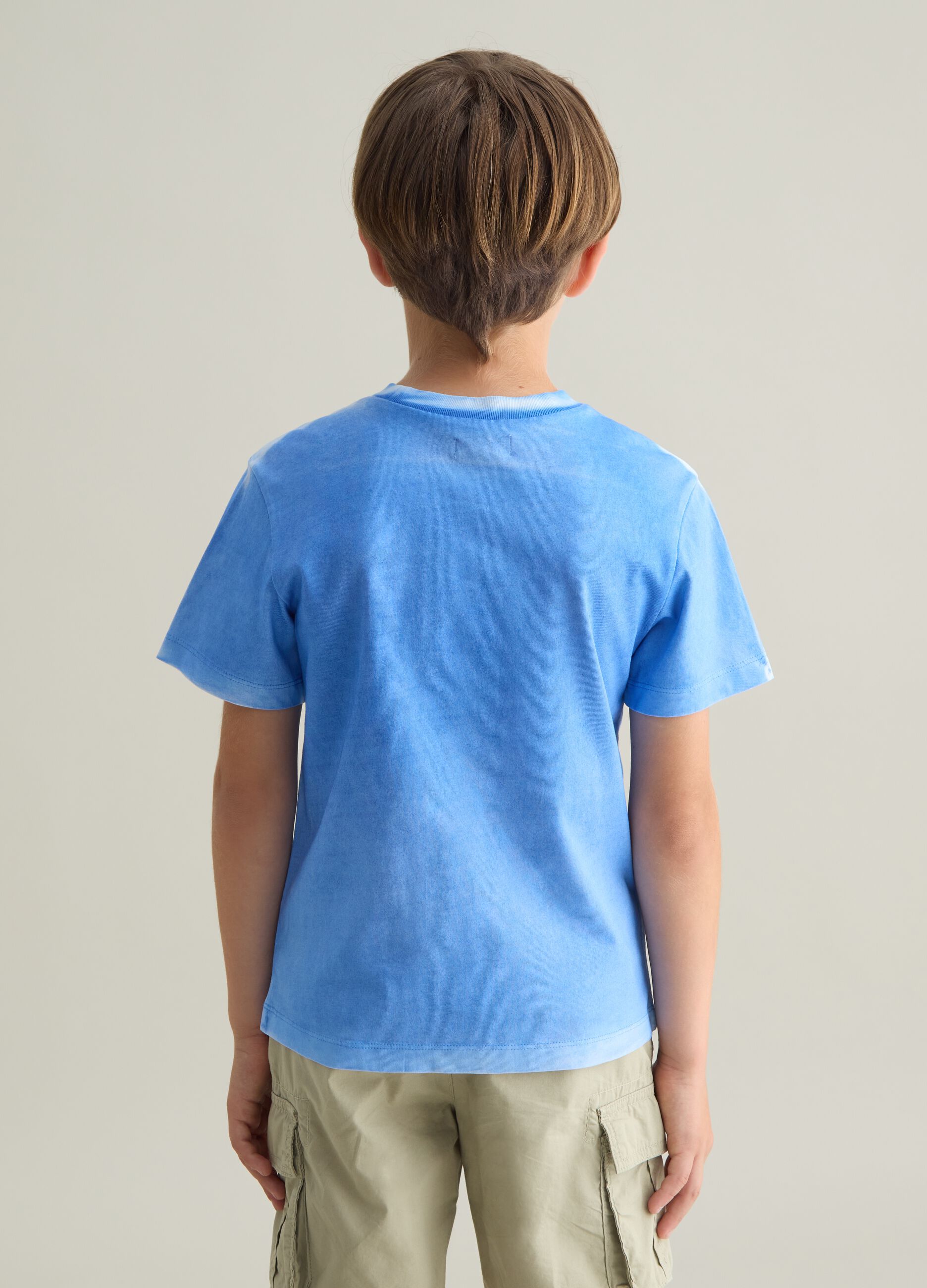 Pure cotton blue regular fit children's t-shirt