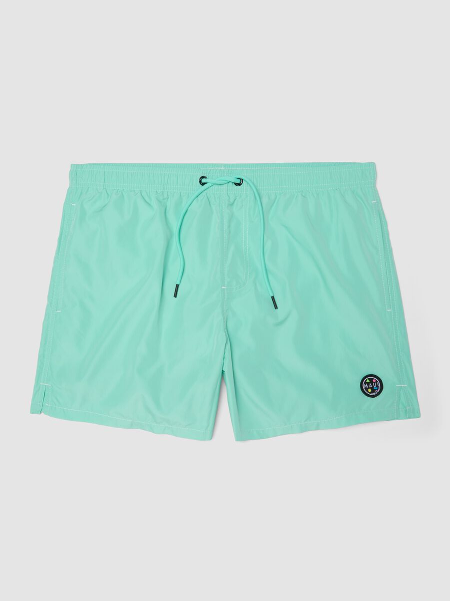 Boxer mare verde con vita elasticizzata e coulisse_0