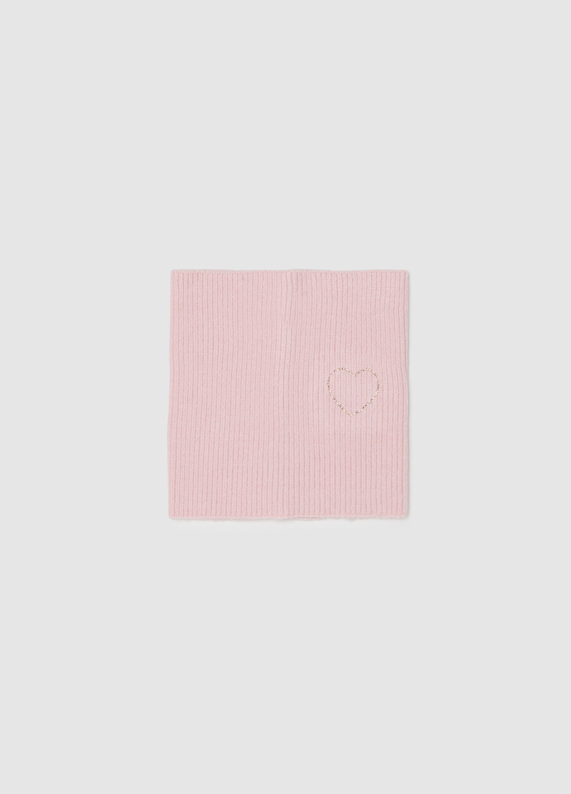 Girls' Pink Neck Warmer with Embroidered Heart