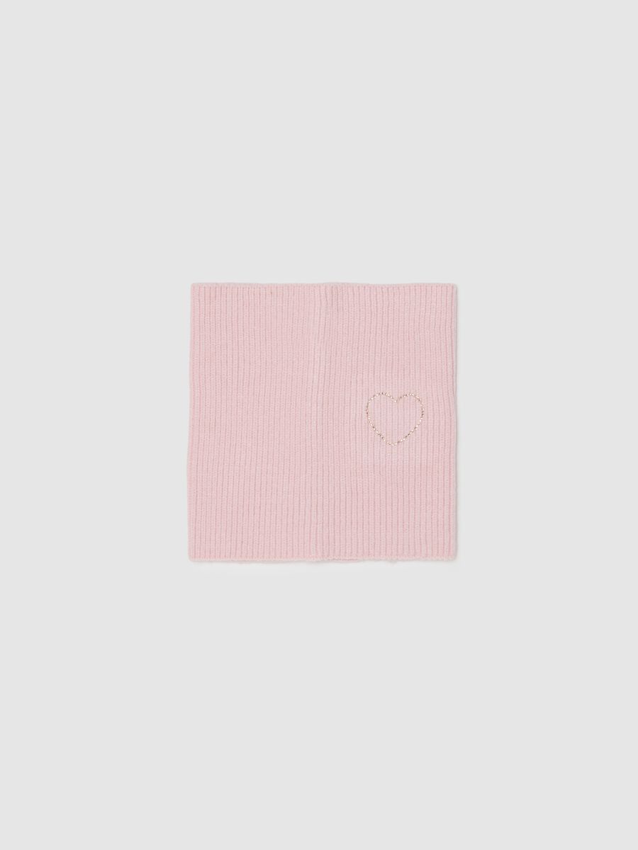 Girls' Pink Neck Warmer with Embroidered Heart_0