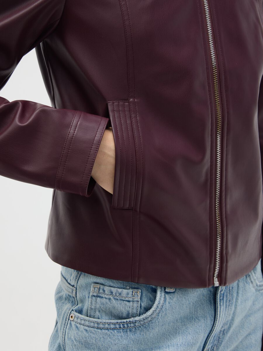 Giubbotto in tessuto marrone slim fit_3
