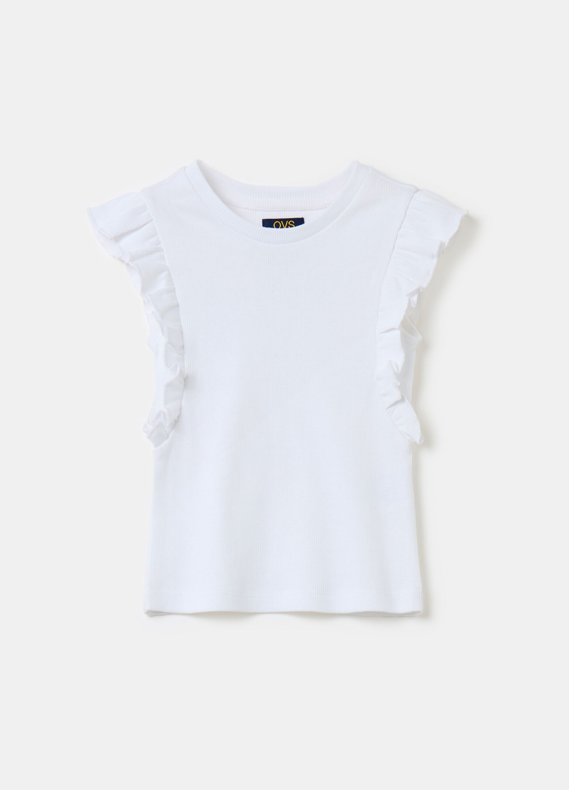 Ribbed T-shirt with flounce