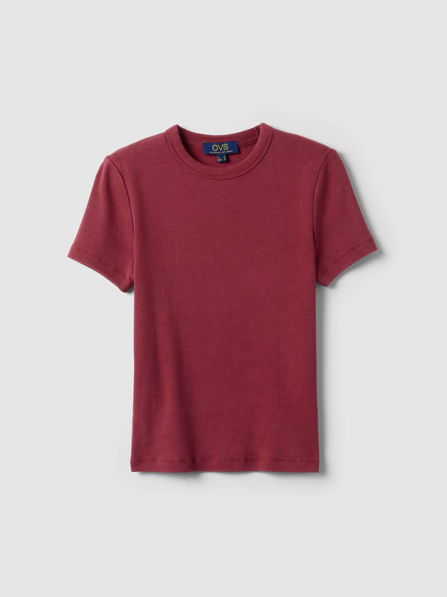 Red stretch cotton crew-neck t-shirt slim fit_4
