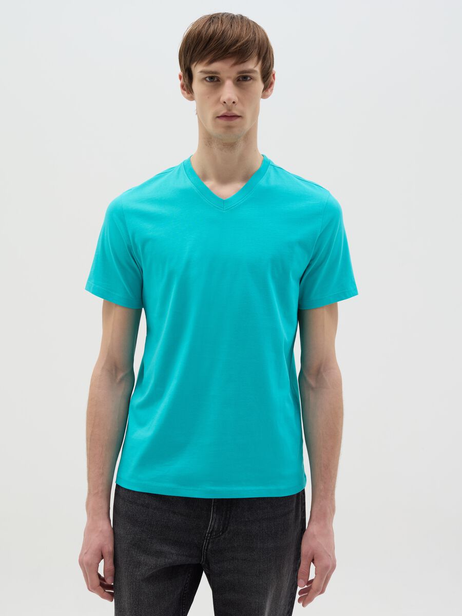 Organic cotton T-shirt with V neck_0