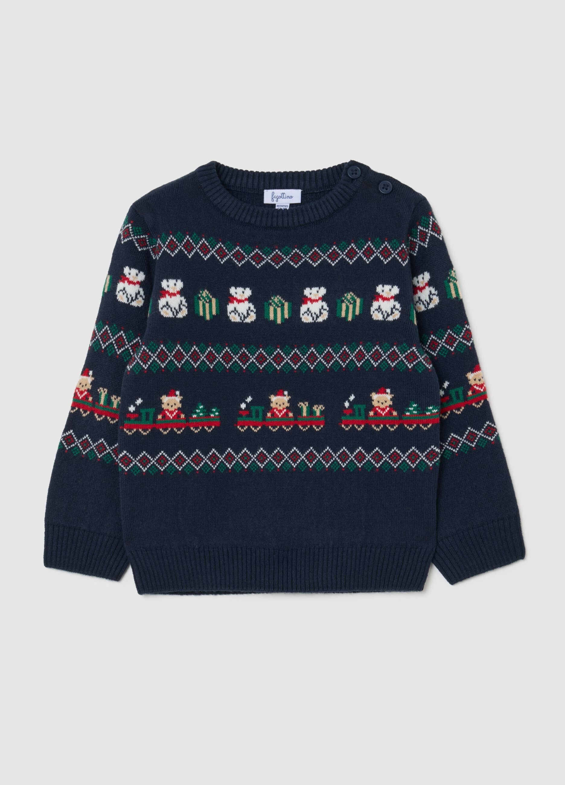 Maglione natalizio blu da bimbo regular fit