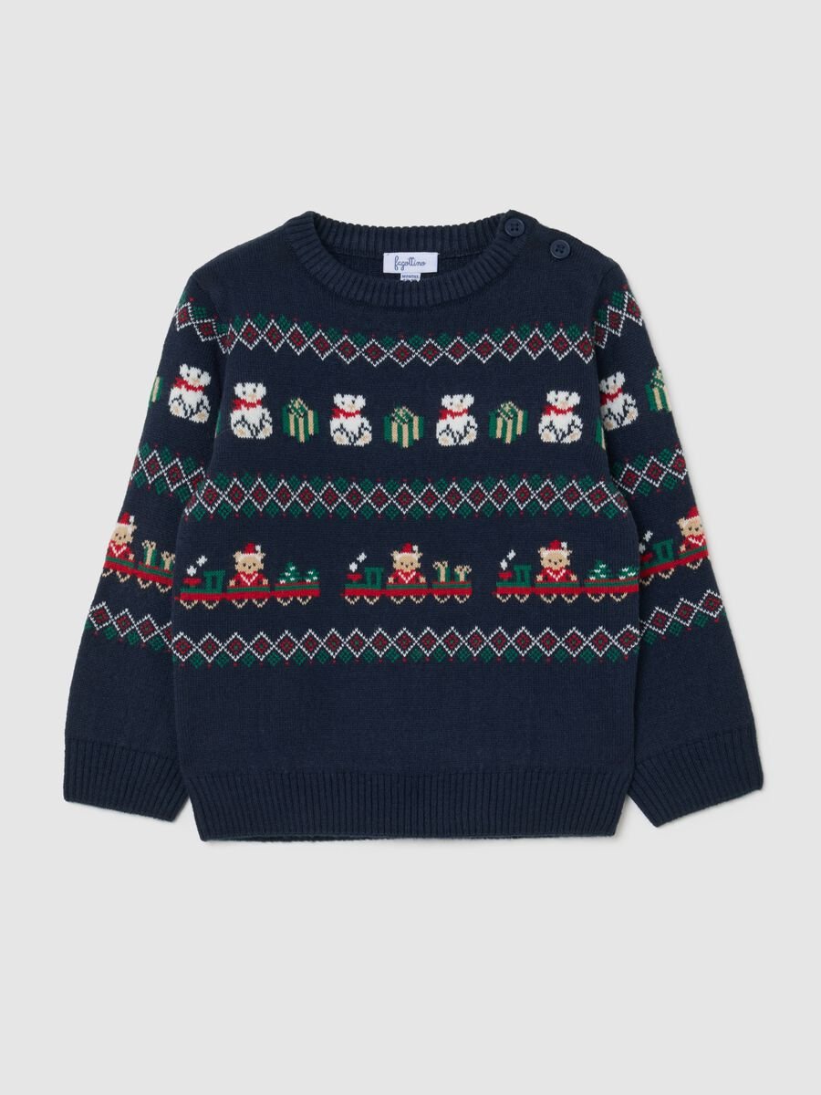 Maglione natalizio blu da bimbo regular fit_0