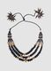 Collana blu scuro a tre fili con perline_0