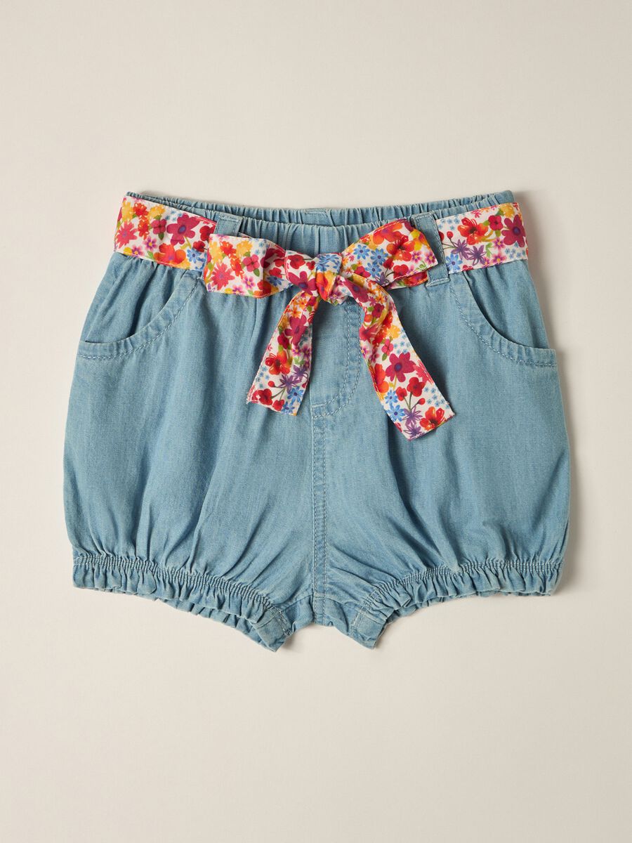 IANA Baby Girl Chambray Pure Cotton Shorts_0