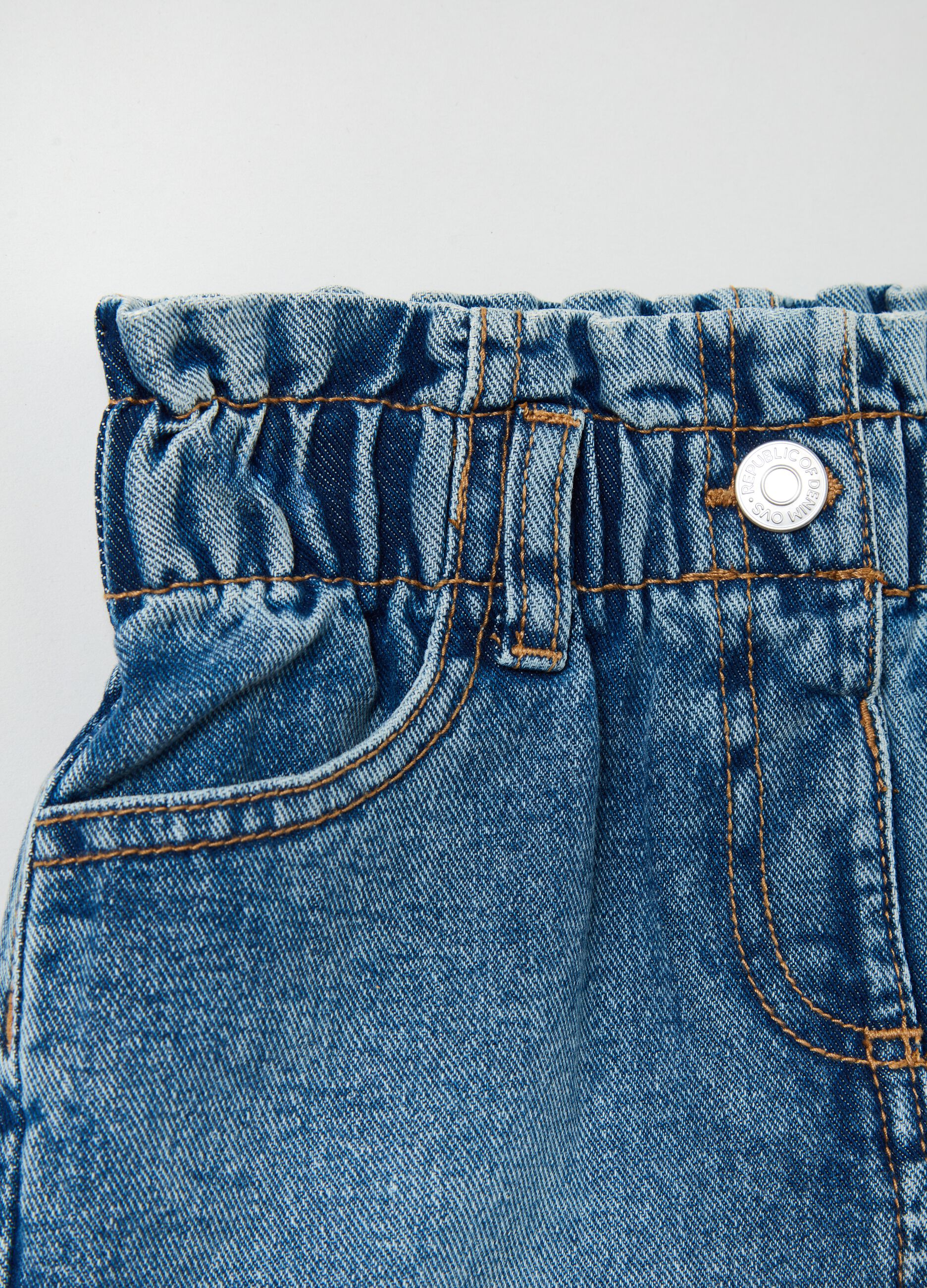 Minigonna paper bag in denim_2