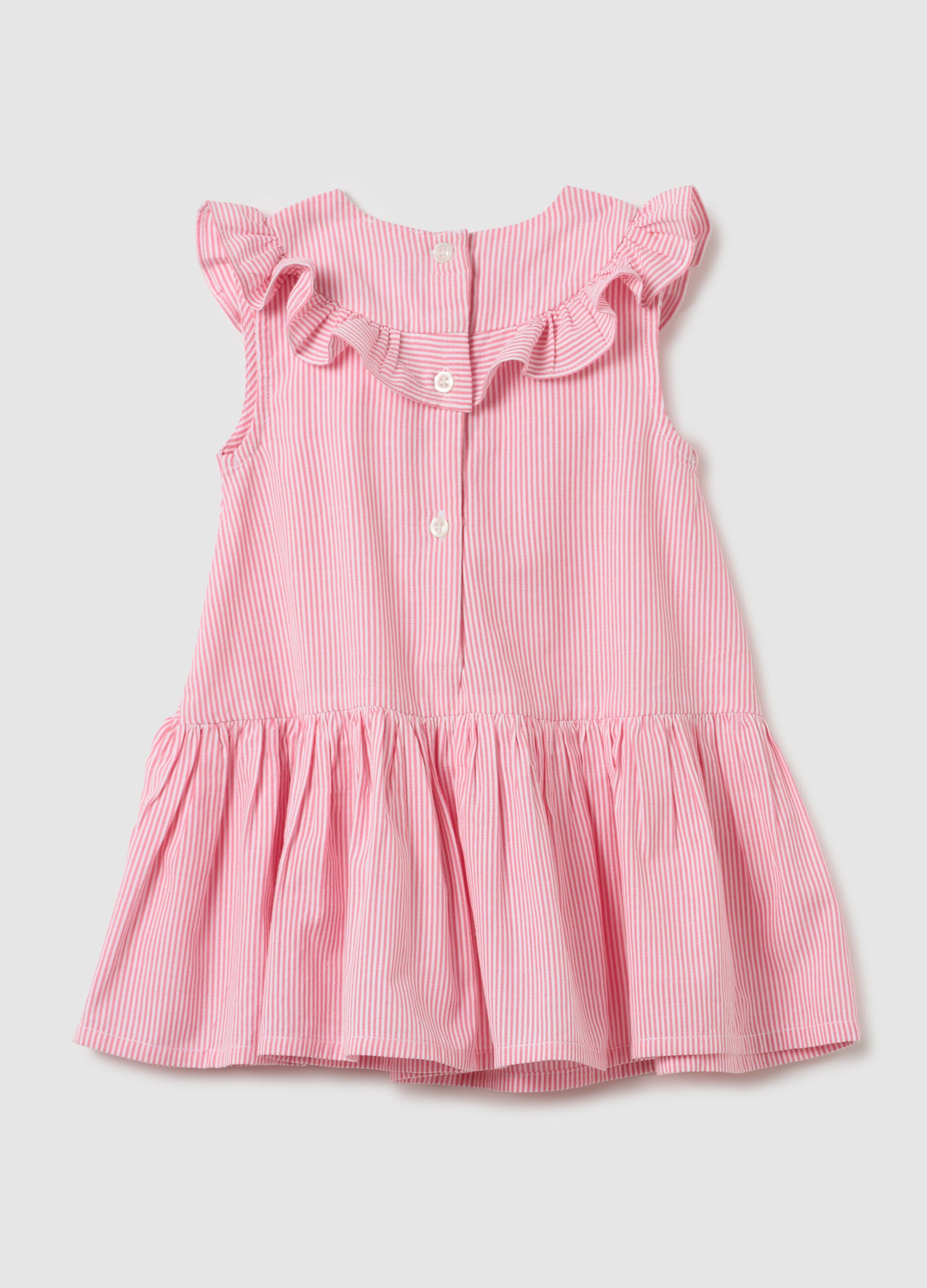 Abito da bambina in puro cotone rosa regular fit con volant