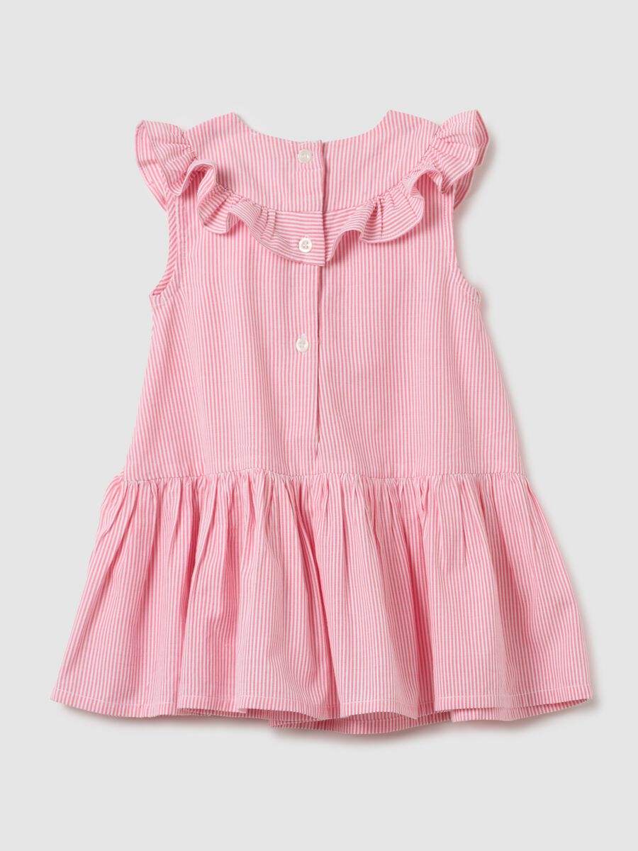 Abito da bambina in puro cotone rosa regular fit con volant_1