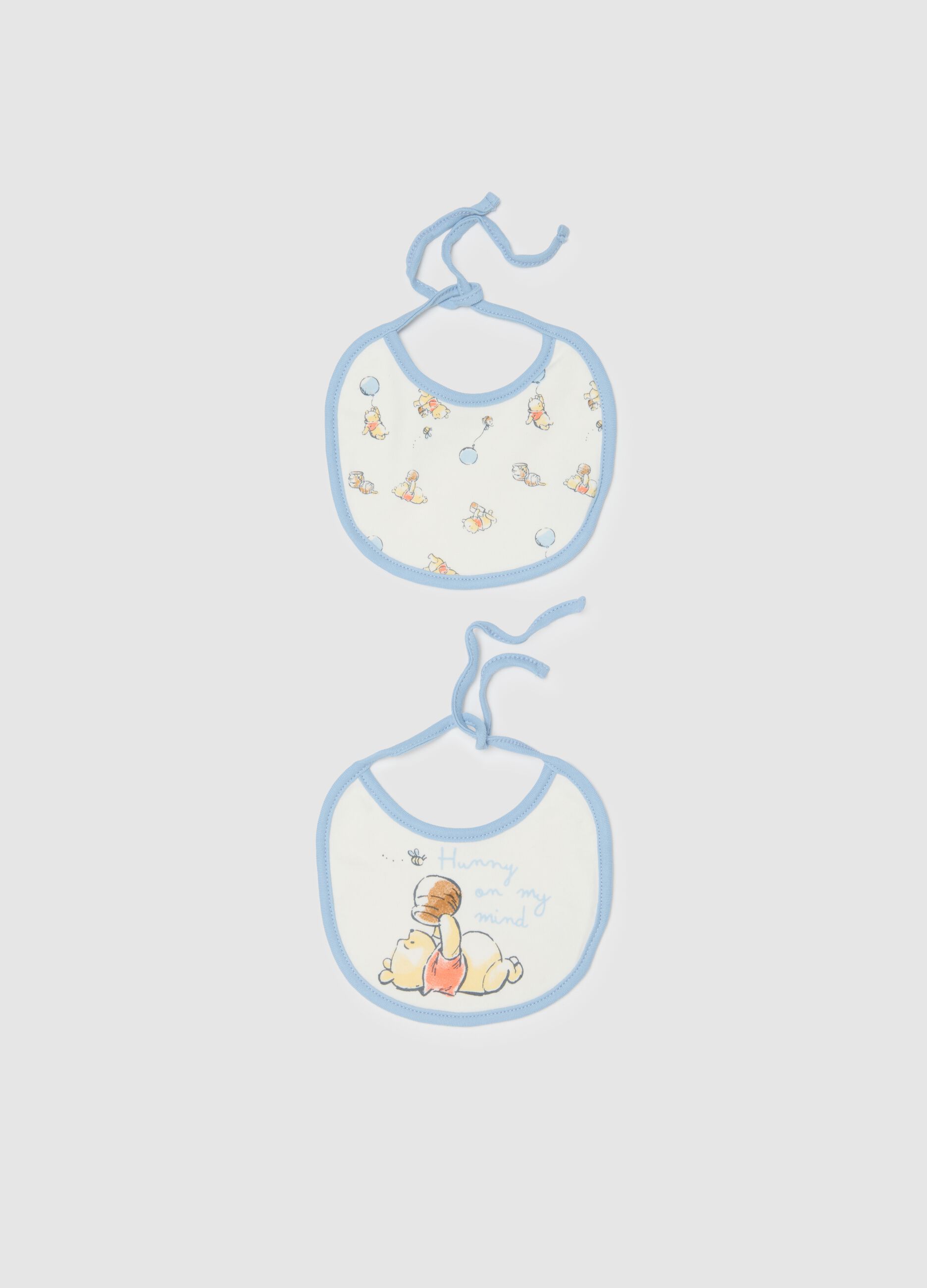 Set of twin-pack baby bibs in pure multicolour cotton