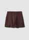 Brown linen-viscose blend shorts_0