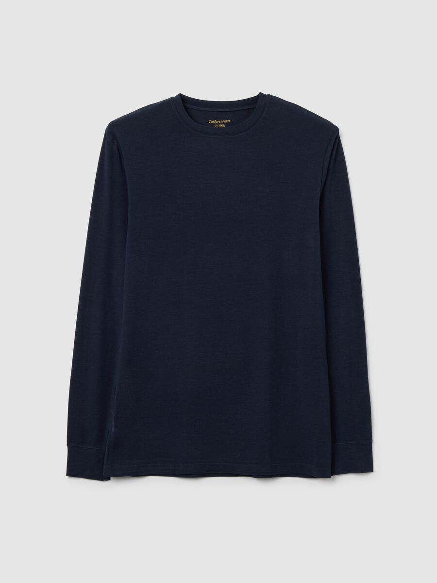 Blue Long Sleeve Regular Fit T-Shirt_4