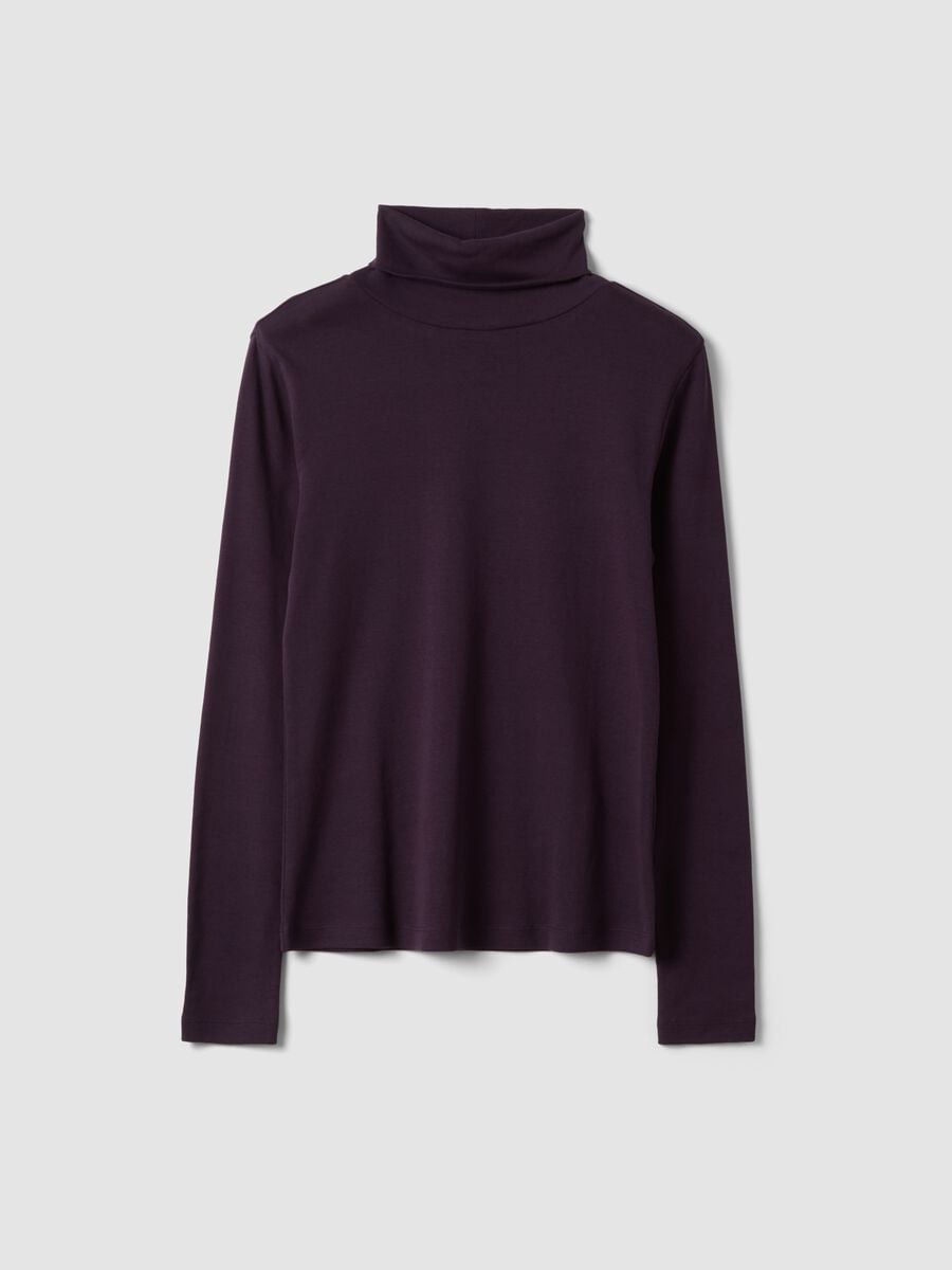Maglia viola in puro cotone con girocollo a maniche lunghe_4