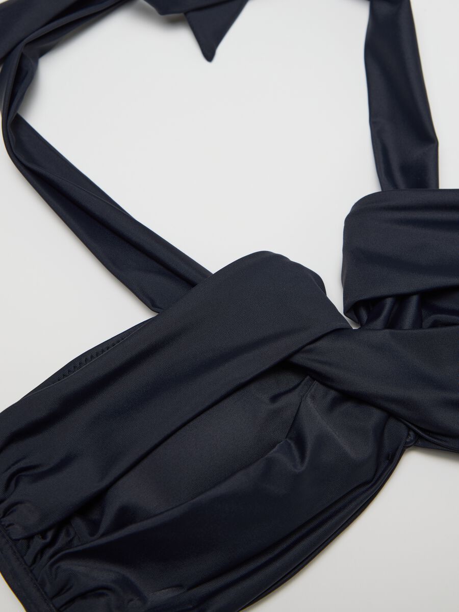 Women’s bikini top in blue stretch fabric_5