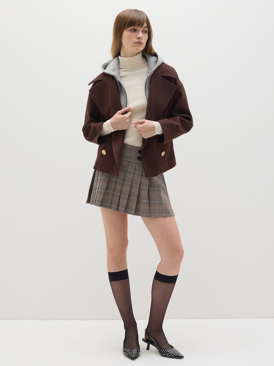 Brown hooded coat with oversized fit_1