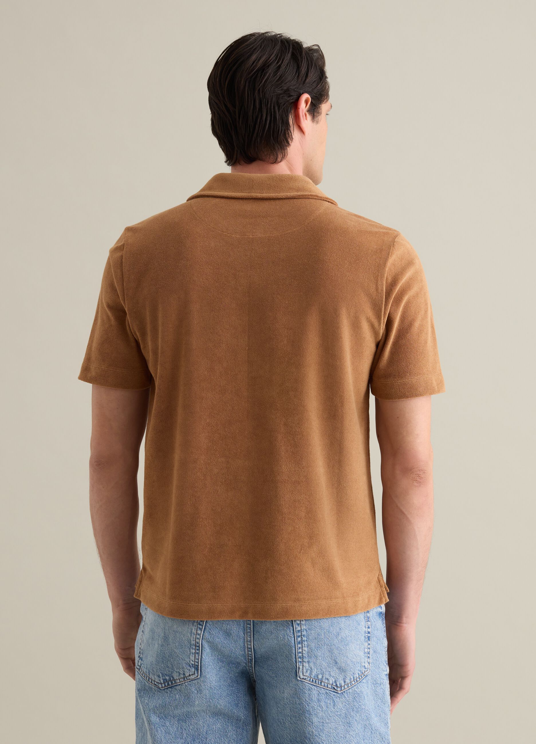 Brown short sleeve cotton blend polo