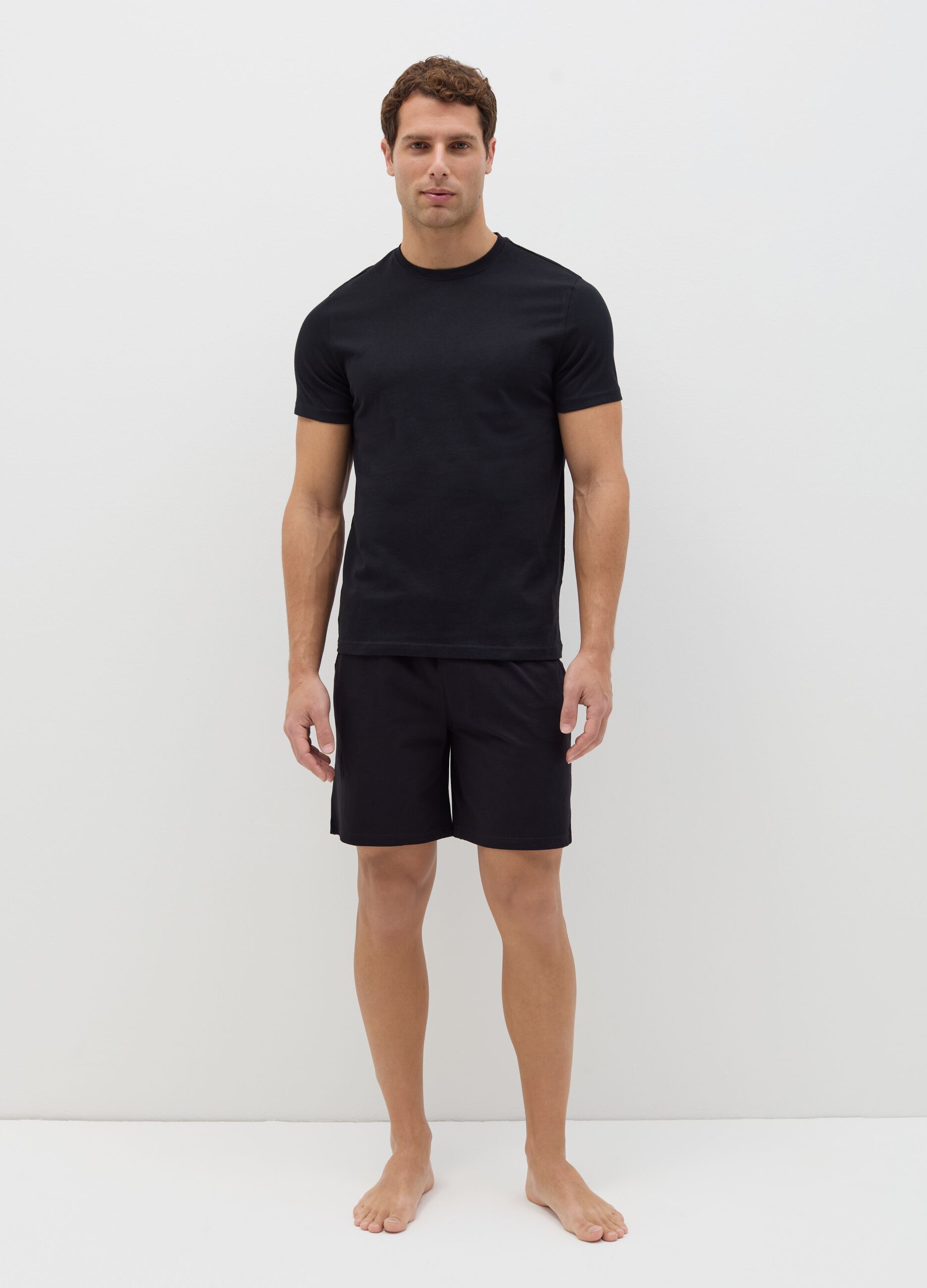 Short pyjama trousers with drawstring