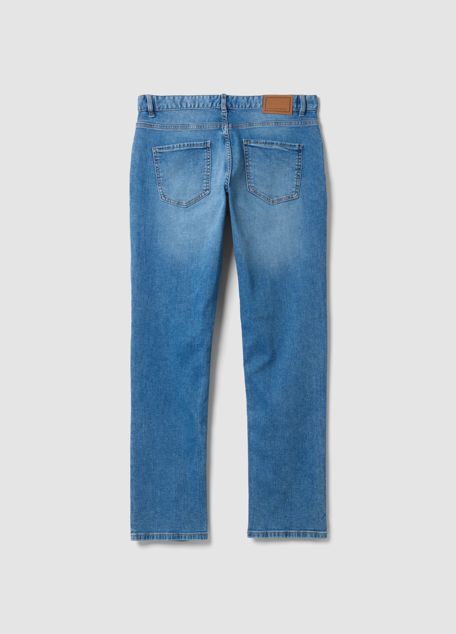 Jeans denim blu in cotone elasticizzato regular fit