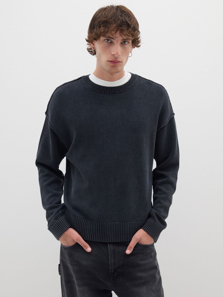 Grey pure cotton regular fit jumper_0