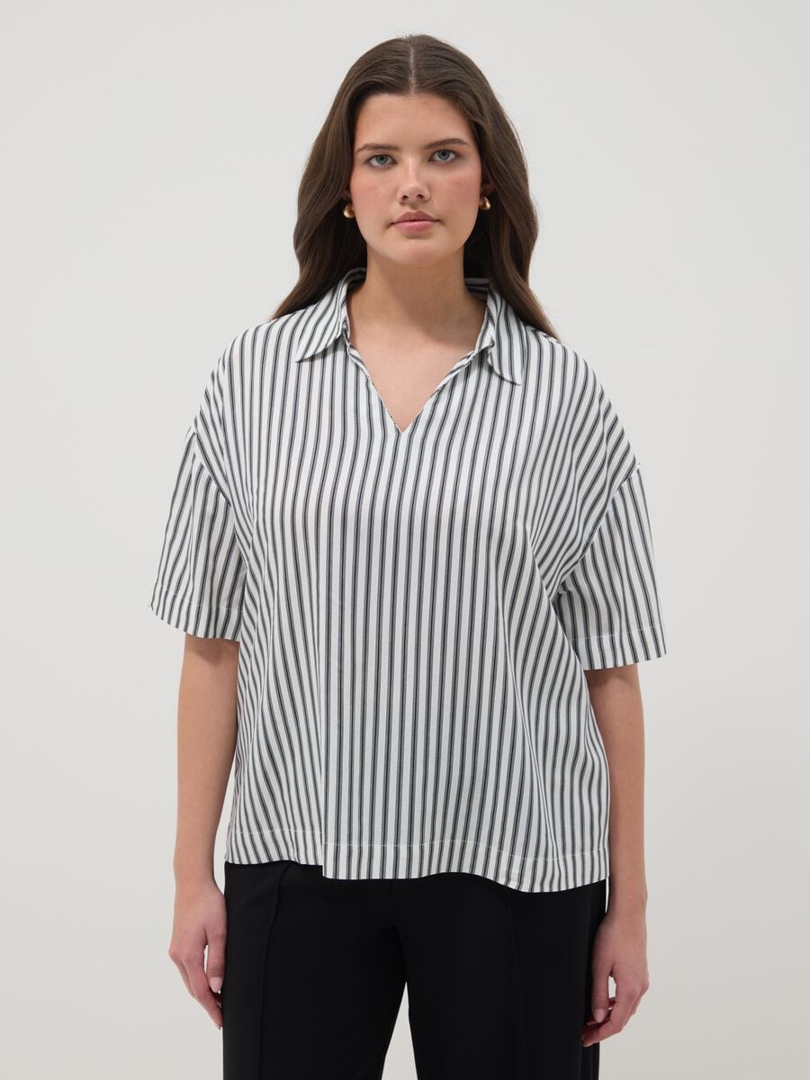 White pure viscose striped shirt_1