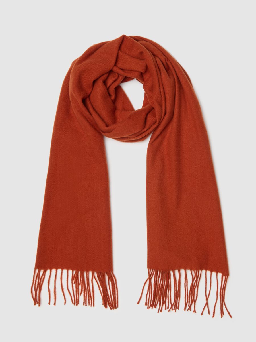 Orange scarf with fringes_0