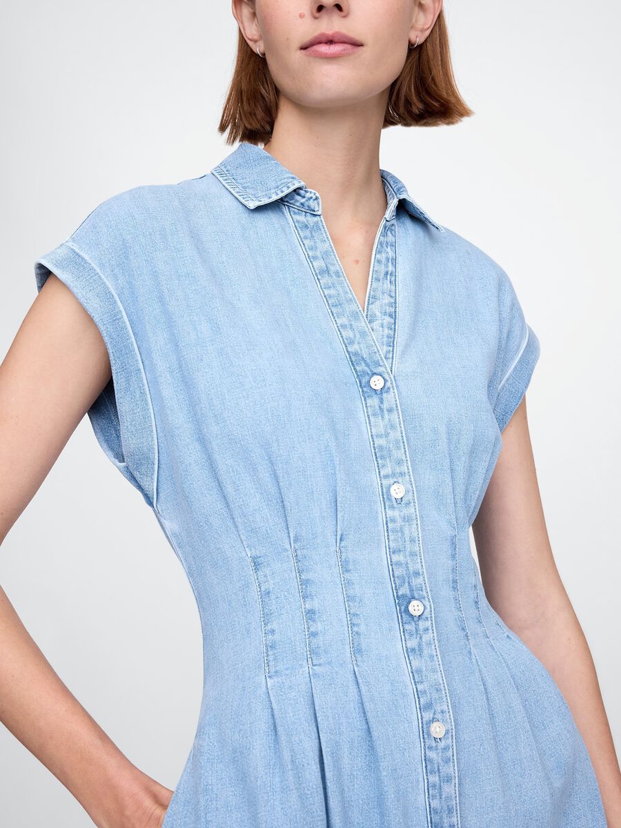 Vestito lungo denim in cotone_3