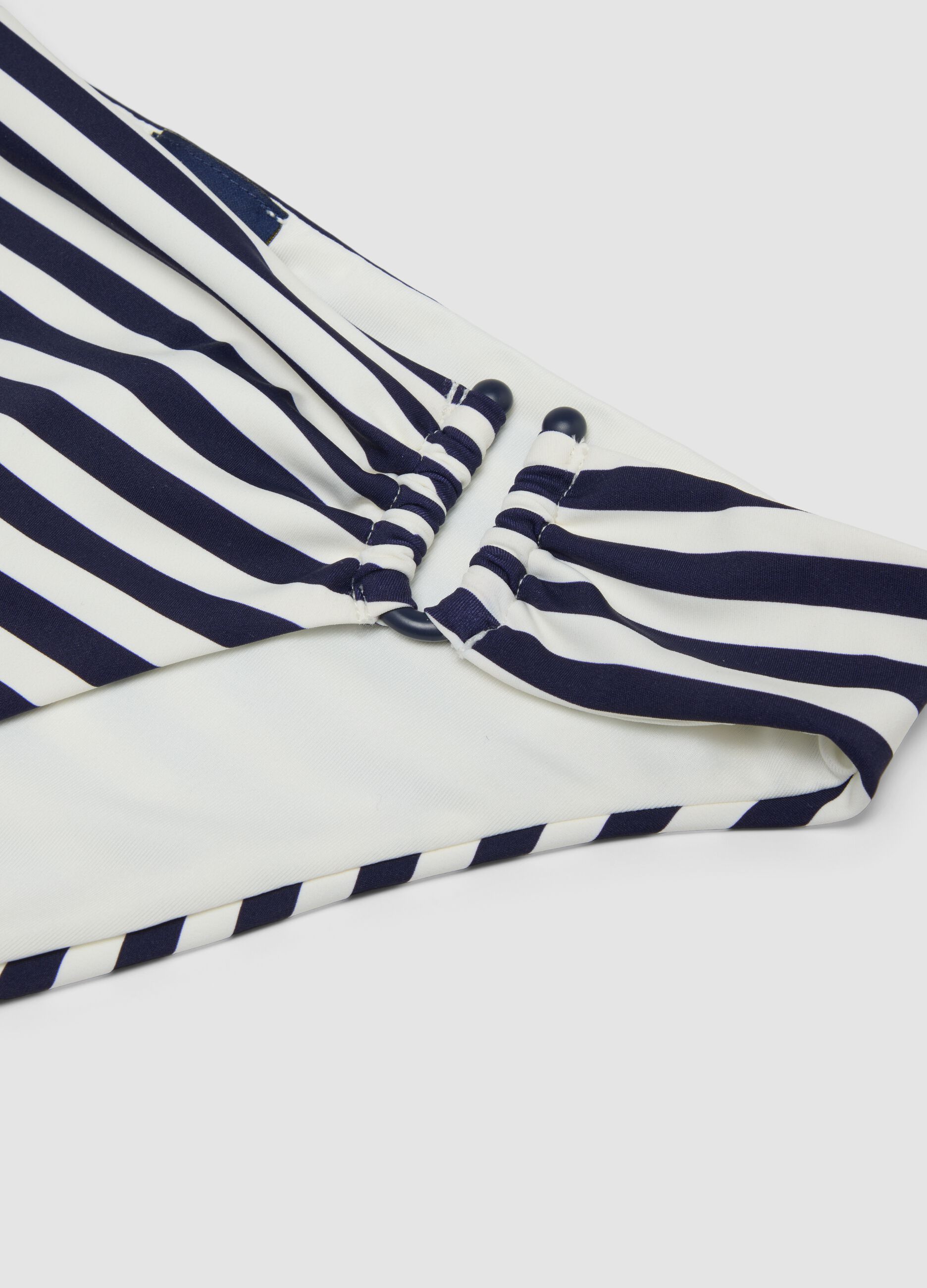 Blue and white striped stretch swim briefs