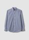 Light blue pure cotton poplin check shirt, regular fit_4